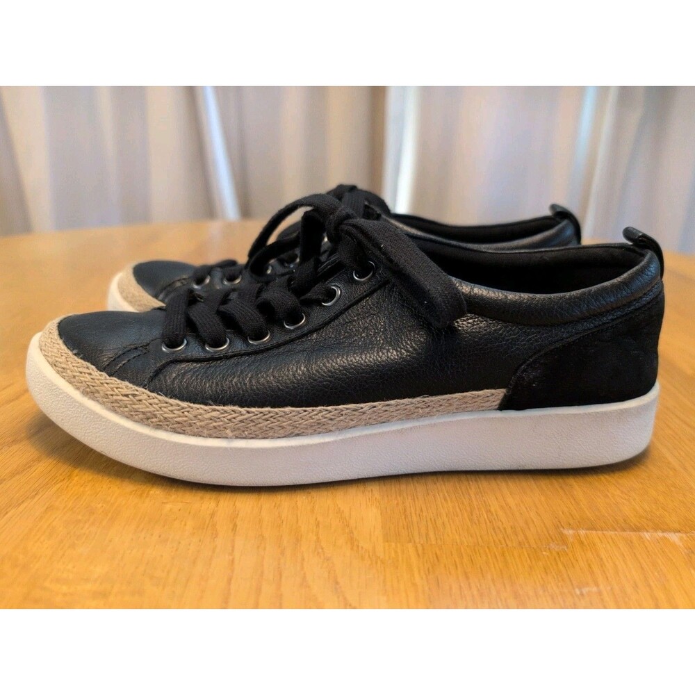 Vionic Winny Black Leather Lace Up  Low Top Casual  Sneakers Sz 7.5 Orthopedic